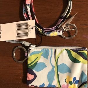 NWT Vera Bradley Marian Floral Zip ID Case and Lanyard